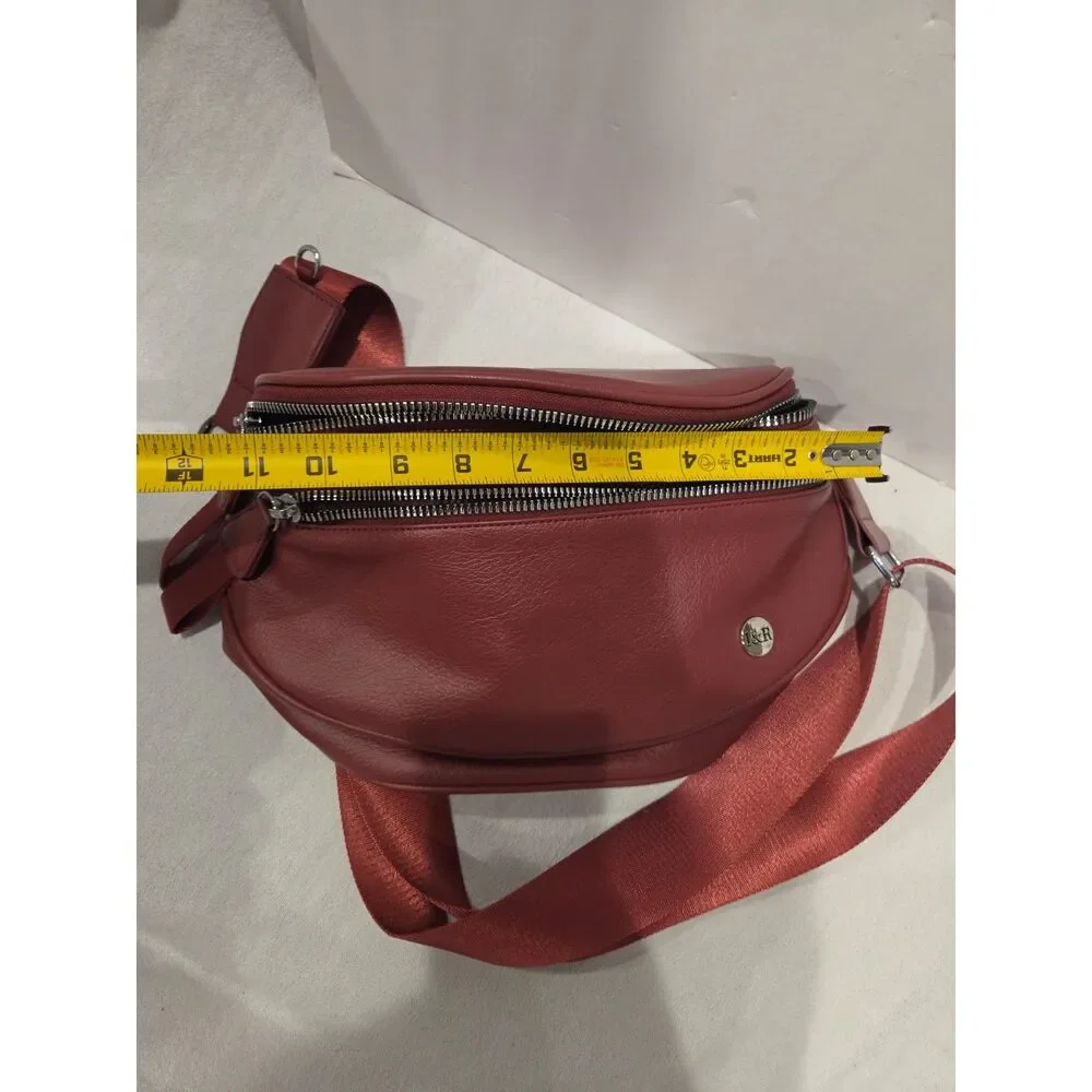 Iris & Rainbow Red Burgundy Vegan Leather Crossbody Bag Sling Bag